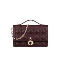 My Dior Top Handle Bag In Cannage Lambskin Burgundy
