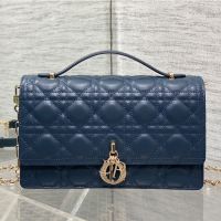 My Dior Top Handle Bag In Cannage Lambskin Deep Blue