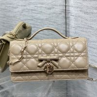 Mini My Dior Bag with Detachable Bow in Cannage Lambskin Apricot