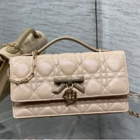 Mini My Dior Bag with Detachable Bow in Cannage Lambskin Beige/Olive