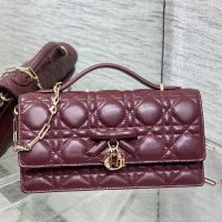 Mini My Dior Bag with Detachable Bow in Cannage Lambskin Burgundy