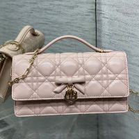 Mini My Dior Bag with Detachable Bow in Cannage Lambskin Cherry