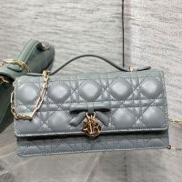 Mini My Dior Bag with Detachable Bow in Cannage Lambskin Cloud Grey