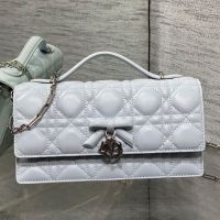 Mini My Dior Bag with Detachable Bow in Cannage Lambskin Light Blue