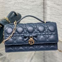Mini My Dior Bag with Detachable Bow in Cannage Lambskin Navy Blue