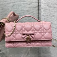 My Dior Mini Bag with Detachable Bow in Cannage Lambskin Pink