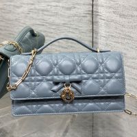 Mini My Dior Bag with Detachable Bow in Cannage Lambskin Sky Blue