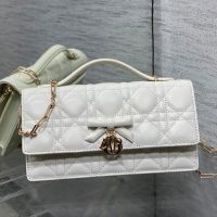 Mini My Dior Bag with Detachable Bow in Cannage Lambskin White