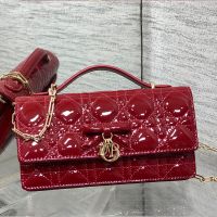 Mini My Dior Bag with Detachable Bow in Patent Cannage Calfskin Red