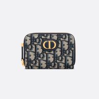Small Dior 30 Montaigne Voyageur Coin Purse In Oblique Motif Canvas Blue