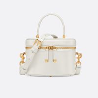 Small Dior CD Signature Vanity Case Calfskin White