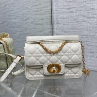 Small Dior Jolie Top Handle Bag In Cannage Calfskin White