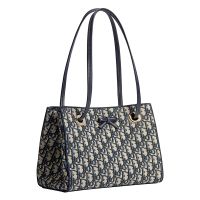 Small Dior Promenade Shopping Bag in Oblique Jacquard Blue