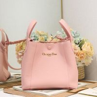 Small Dior Signature Bucket Bag In Grained Calfskin Cherry