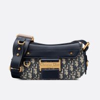 Small Dior Streetchic Bag In Oblique Motif Canvas and Smooth Calfskin Blue