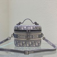Small DiorTravel Vanity Case in Oblique Jacquard Grey