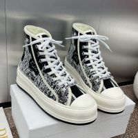 Walk'n'Dior High-Top Platform Sneakers Women New York Embroidered Black/White